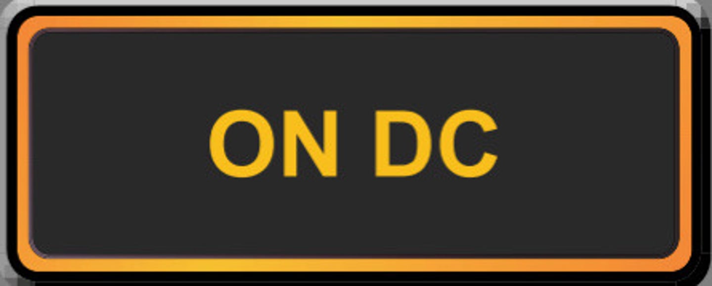 <p>The ON DC light illuminates if the related IRS is operating on DC power from the switched hot battery bus (AC power not normal)</p>