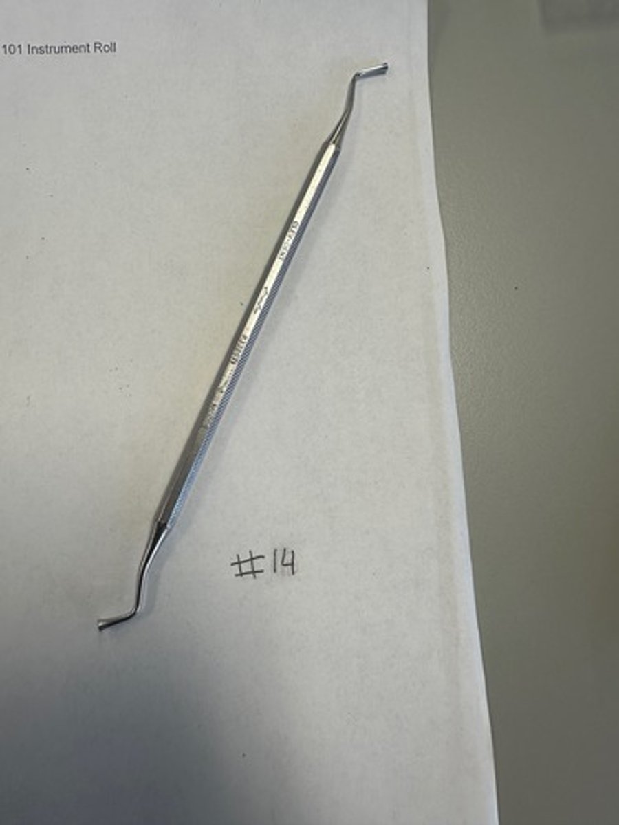 <p>Also know as "pluggers" have flat working end (pack down) freshly placed amalgam into the preparation (restorative instruments)</p>