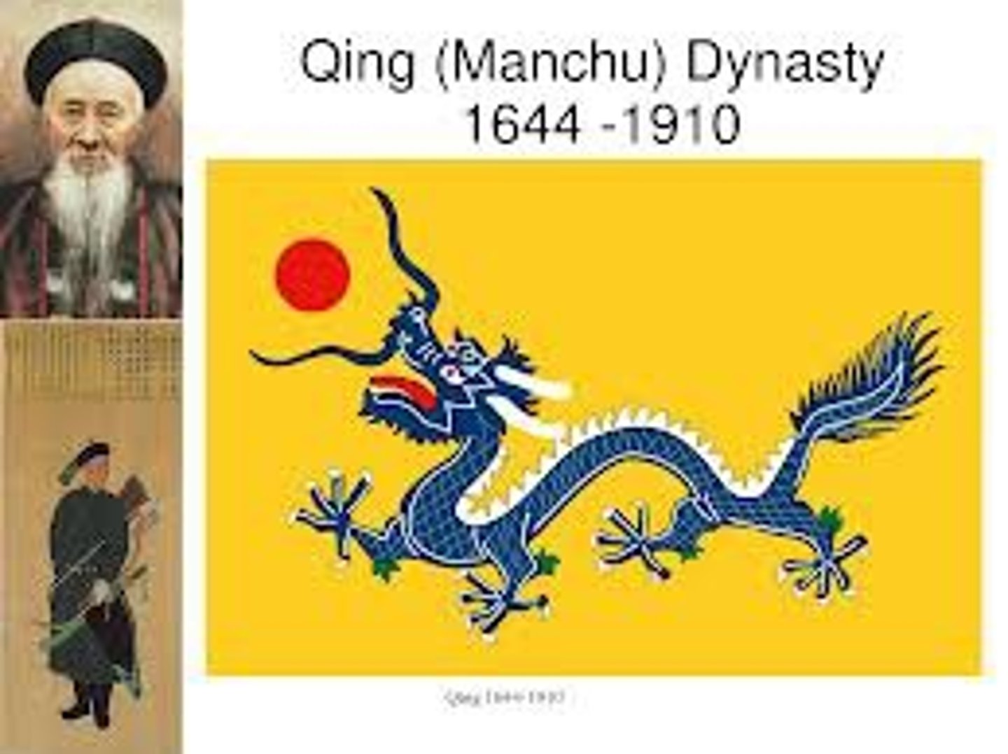 <p>1644-1911 Qing Dynasty</p><p>- Last Emperor is Xuantong Puyi</p>