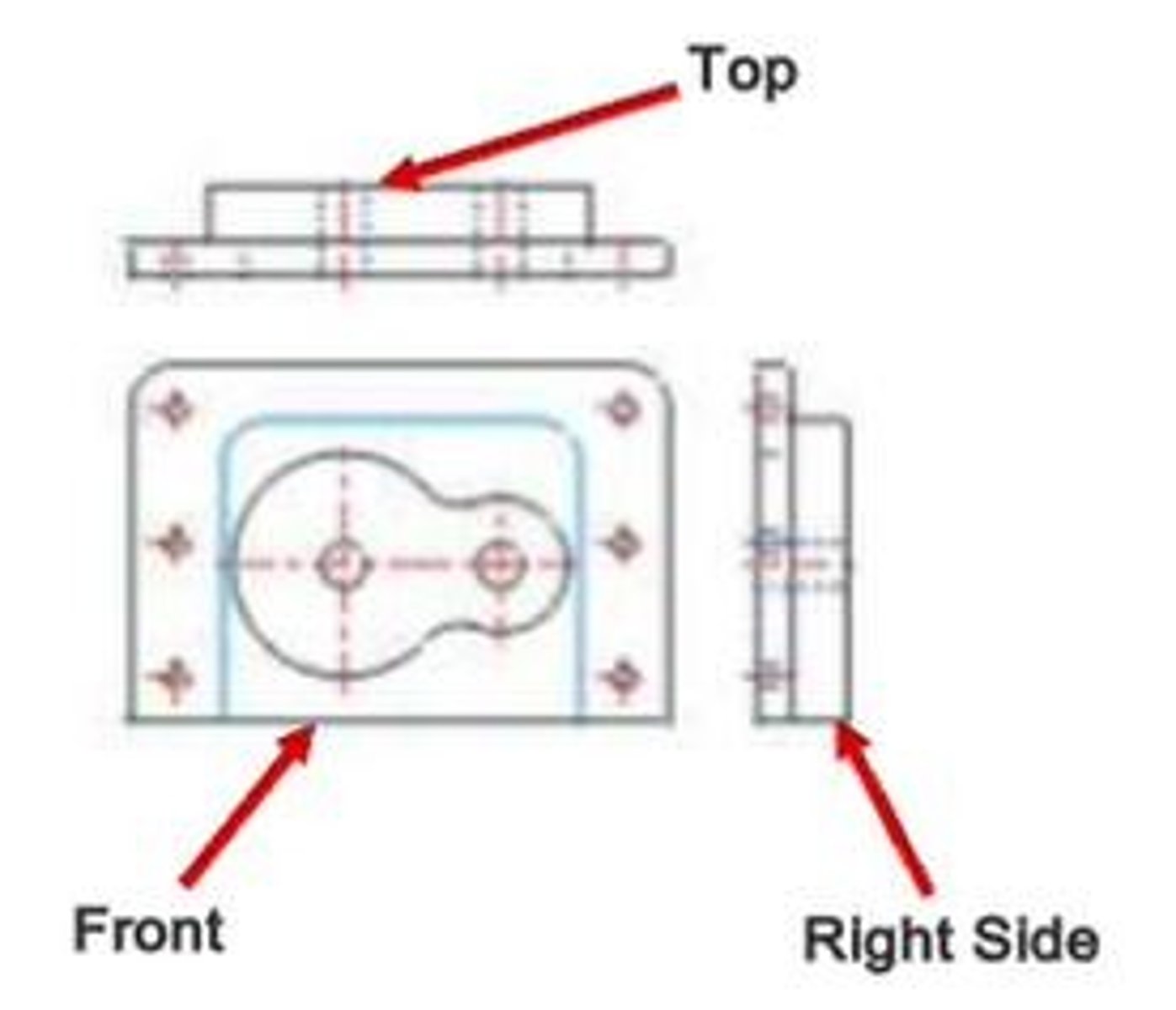 <p>The center of a hole or a curve.</p>
