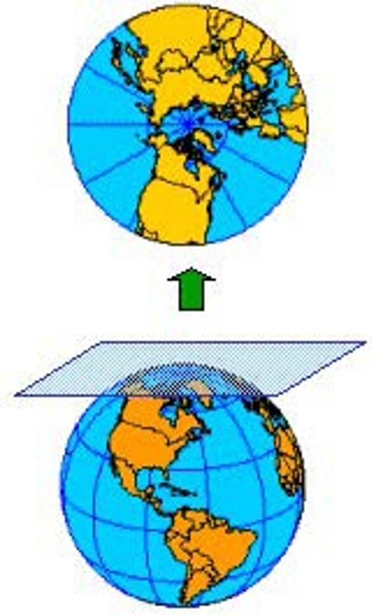 <p>A type of map in which the details of the globe are projected onto a plane (a flat surface) yielding a rectangular-shaped map. Cylindrical maps have a lot of distortion towards the edges.</p>