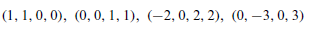 Find a basis for the subspace of R4 that is
spanned by the given vectors.