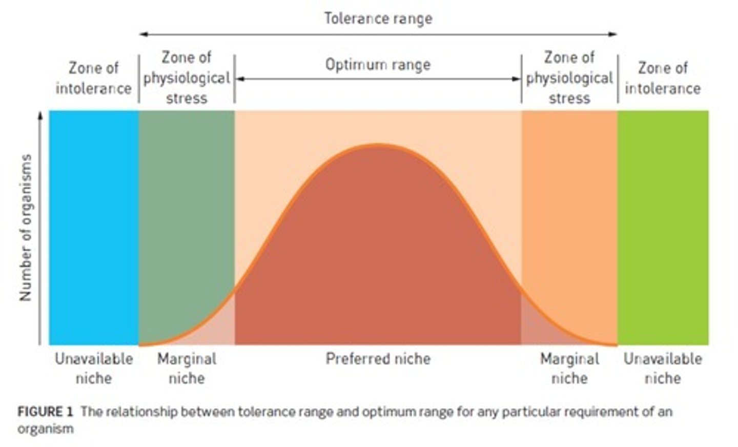 <p>The optimal range of abiotic factors in the environment where a species can best survive.</p>