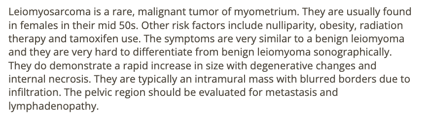 <p>a) leiomyosarcoma</p>