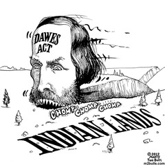 <p>1887 law which gave all Native American males 160 acres to farm and also set up schools to make Native American children more like other Americans</p>