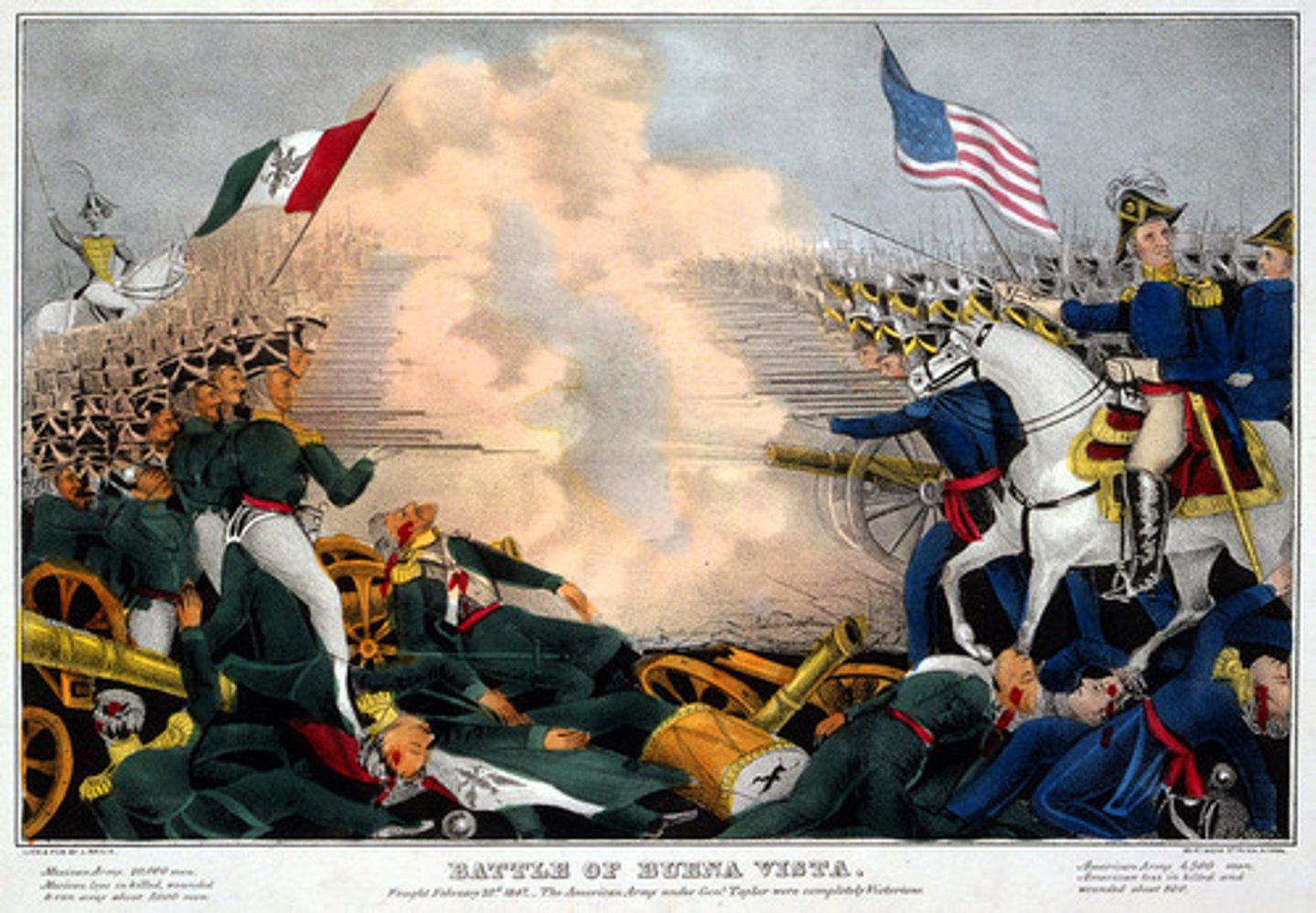 <p>- President James K. Polk attempted to purchase California and New Mexico from Mexico, but they were not interested in selling them</p><p>- Mexico considered the United States' annexation of Texas an act of war</p><p>- Mexico and Texas disagreed about where the southern border of Texas was</p><p>- Mexican soldiers fired on American troops patrolling the border along the Rio Grande River, which they considered to be Mexican territory</p><p>- The United States declared war on Mexico</p><p>- American Generals Zachary Taylor (who would later become president), and Winfield Scott invaded Mexico and were able to force the General Santa Anna and Mexican army to surrender after capturing Mexico City</p>