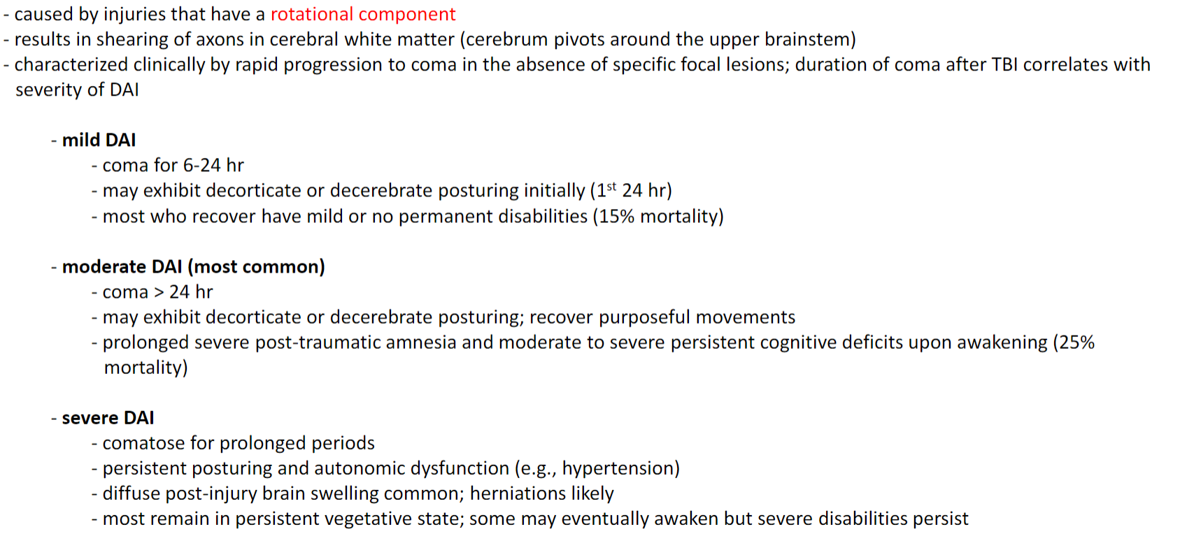 <p>CT: widespread or patchy damage to the white matter and cranial nerves</p>