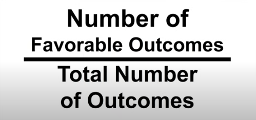 <p># of favorable outcomes/total number of outcomes</p>