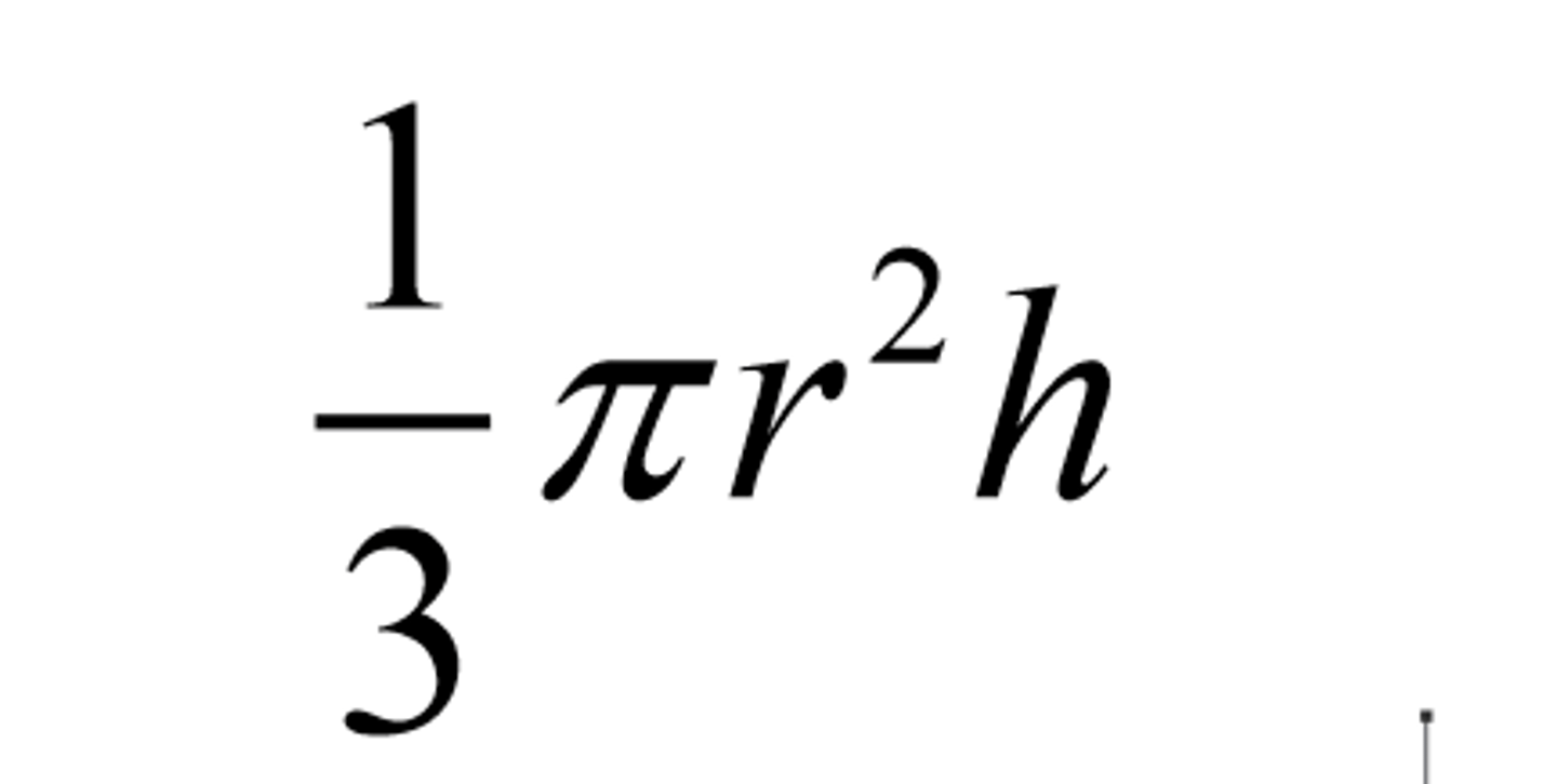 <p>V=1/3πr²h</p>