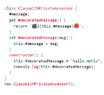 <ul><li><p>public/private</p></li><li><p>by default all methods/vars are public</p></li><li><p>private members can be created using <strong>#</strong> prefix</p><p></p></li></ul><p></p>