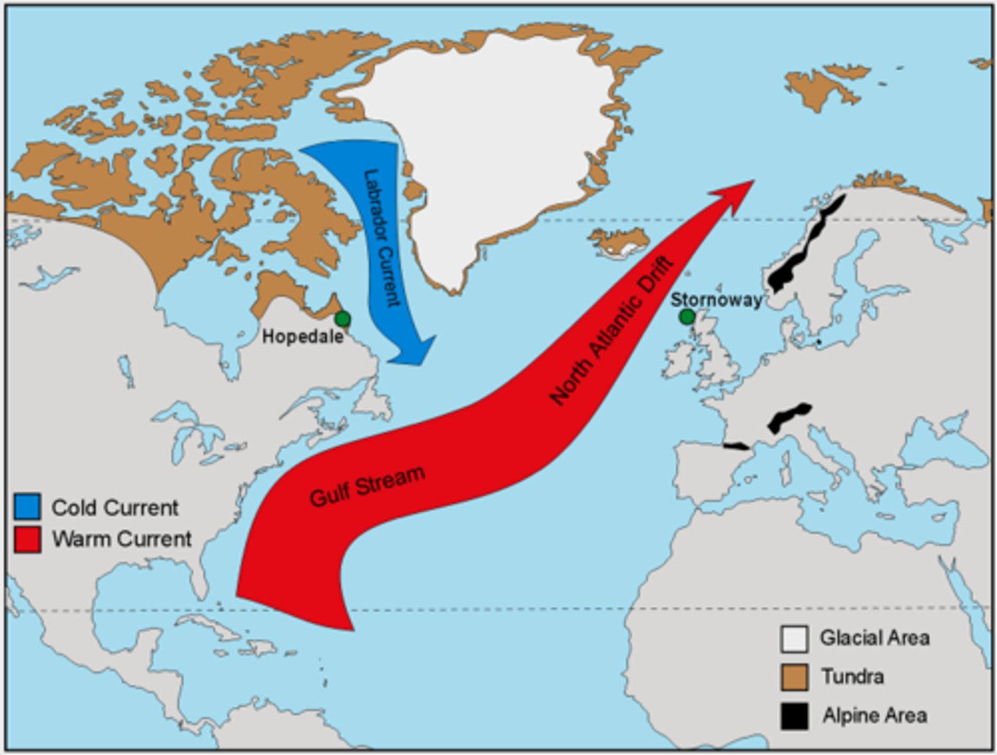 <p>A warm ocean current which begins in the Gulf of Mexico and is blown NE across the North Atlantic</p>