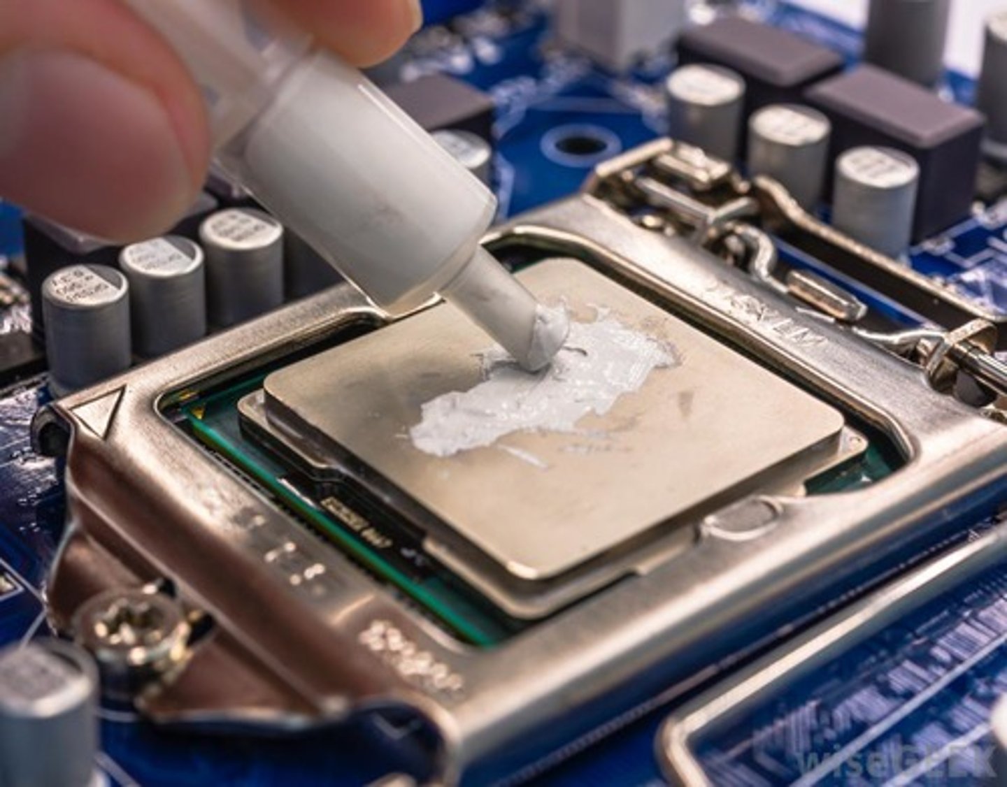<p>A special compound used between CPUs and heat sinks. It fills in microscopic gaps and helps draw heat from the CPU into the heat sink where it is dissipated.</p>