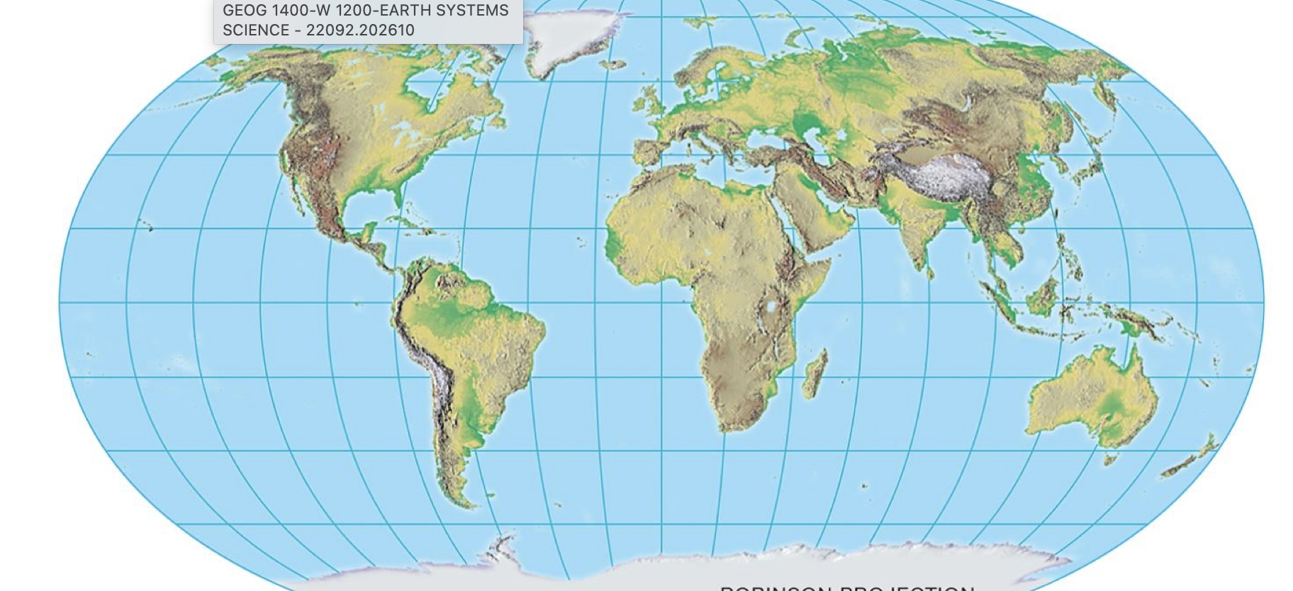 <p>curved distortion towards the poles </p><p>relatively accurate for a projection </p><p>AKA compromised projection </p>