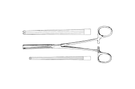 Used to clamp colon tissue, the tip looks like an "A"