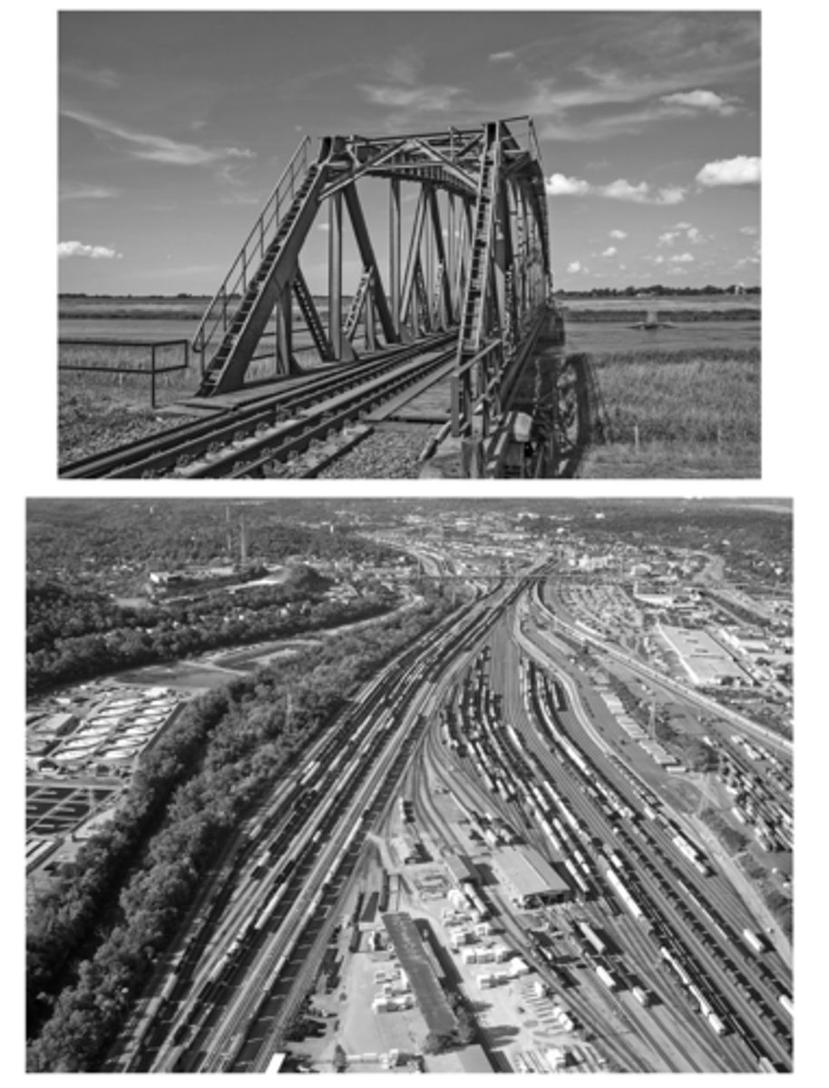 <p>the invention of the steam engine and the construction of steel bridges to carry trains across various physical features led to ever-increasing demand for the materials and labor to build more trains and tracks.</p>