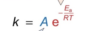 <p>what do the different terms in Arrhenius equation relate to?</p>