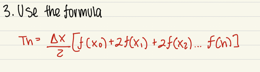 <p>delta x = b-a/n n: </p><p>number of trapezoids</p>