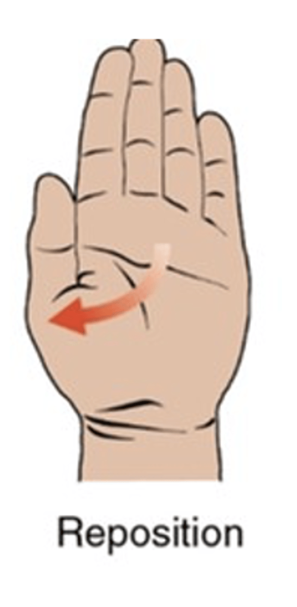 <ul><li><p>horizontal plane about a vertical axis</p></li><li><p>movement in which the tips of the thumb and little finger move away from each other using a combination of extension and adduction</p></li></ul><p></p>