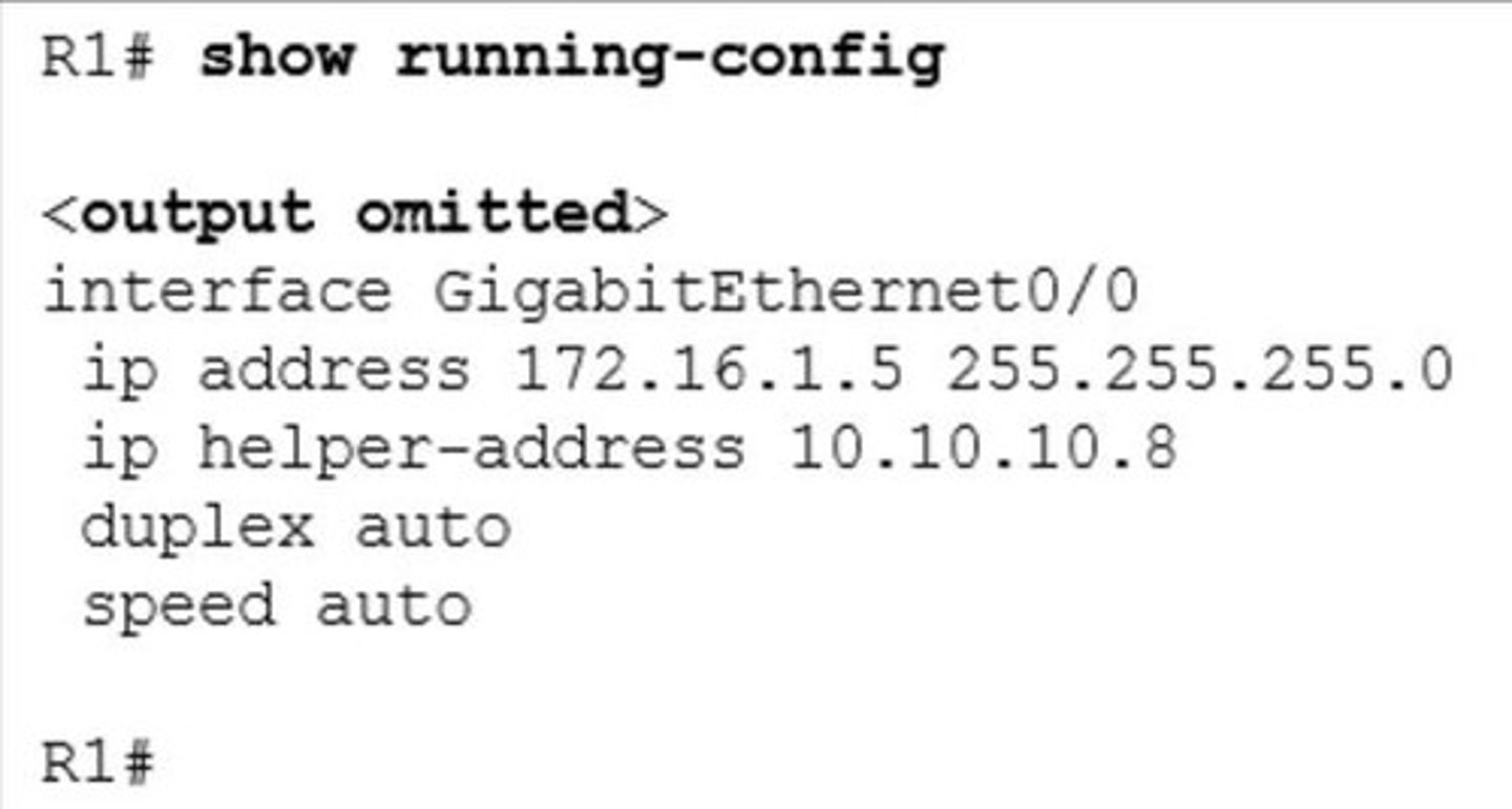 <p>R1 is configured as a DHCPv4 relay agent.</p>