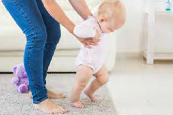 <p><strong>Stimulus:</strong> on vertical support plantar contact and passive tilting of body forward and side to side</p><p><strong>Response:</strong> alternating automatic steps with support</p><p><strong>Age of Suppression:</strong> 3-4 months</p>