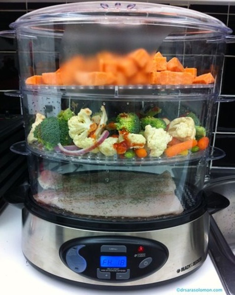 <p>to steam (food)</p>