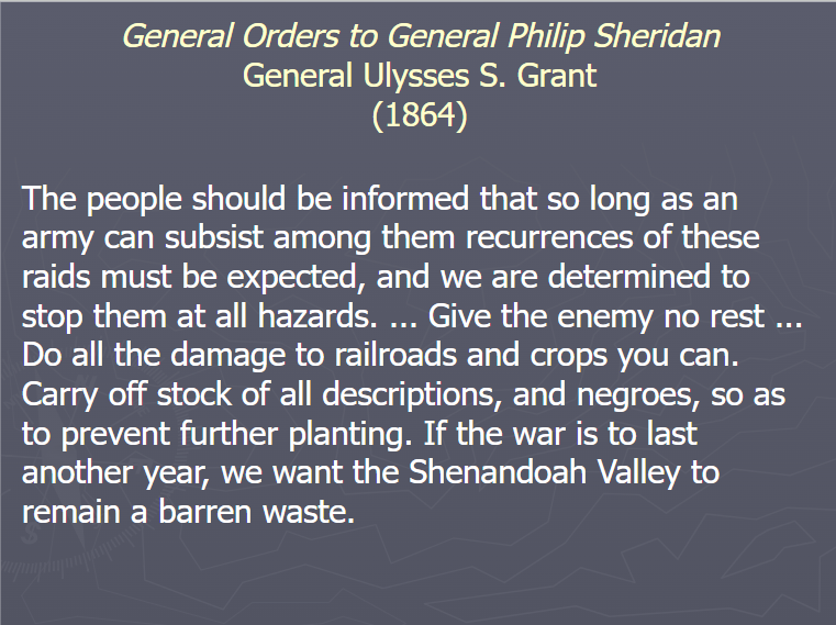 <p>(Topic 5.8) General Orders to General Philip Sheridan</p>