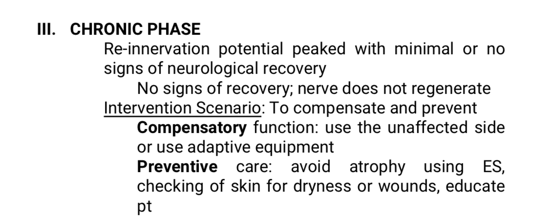 <p><strong>PNI: CHRONIC PHASE</strong></p>