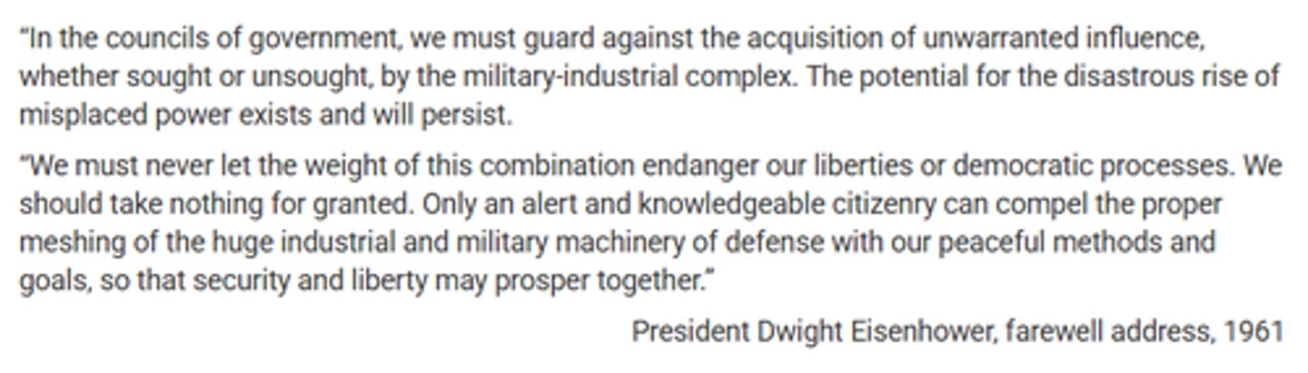 <p>The concerns about the military and industry largely persisted.</p>