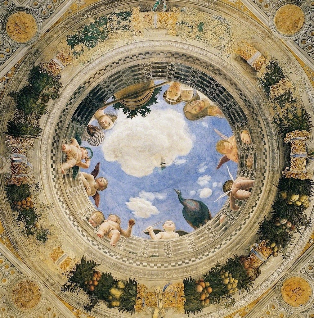 <p><span>The highly realistic optical illusion of three-dimensional space and objects on a two dimensional space. (like the painted ceiling "skylight" in Mantegna's camera picta.)</span></p>