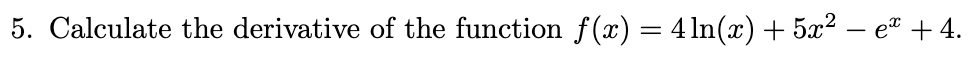 <p>Calculate the derivative of the function </p>