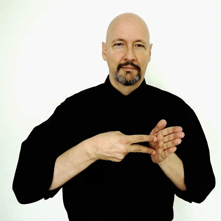 <p>two handshape against a flat palm. two handshape twist and tap against the palm</p>