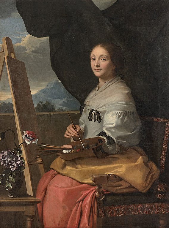 <p>portrait de première femme reçue à l’Acedmie </p>