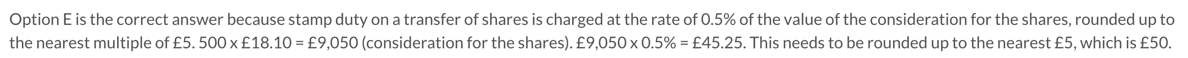 <p>Sale price of shares over £1000? <strong>Pay</strong> stamp duty. </p><p></p><p>Multiply sale value by 0.5%.</p><p></p><p>Round up to nearest £5.</p>