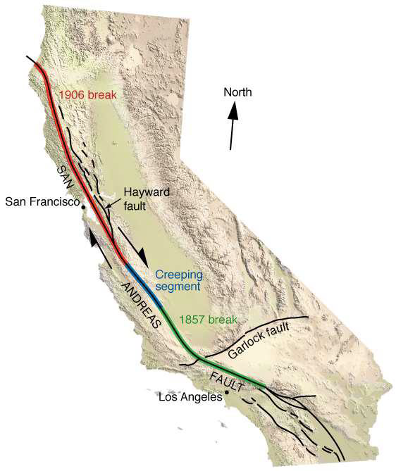 <p>A fault segment that continuously moves (or "creeps") at a slow, steady rate without significant seismic activity</p>