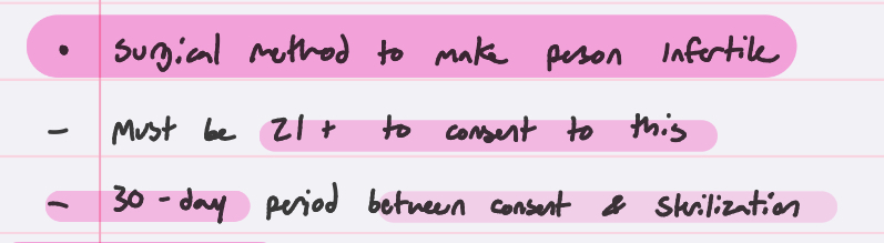 <p>vasectomy, BTL</p>