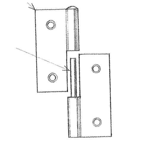 <p><span>A hinge having a knuckle formed from half of each leaf, with the upper half removable from the pin</span></p>