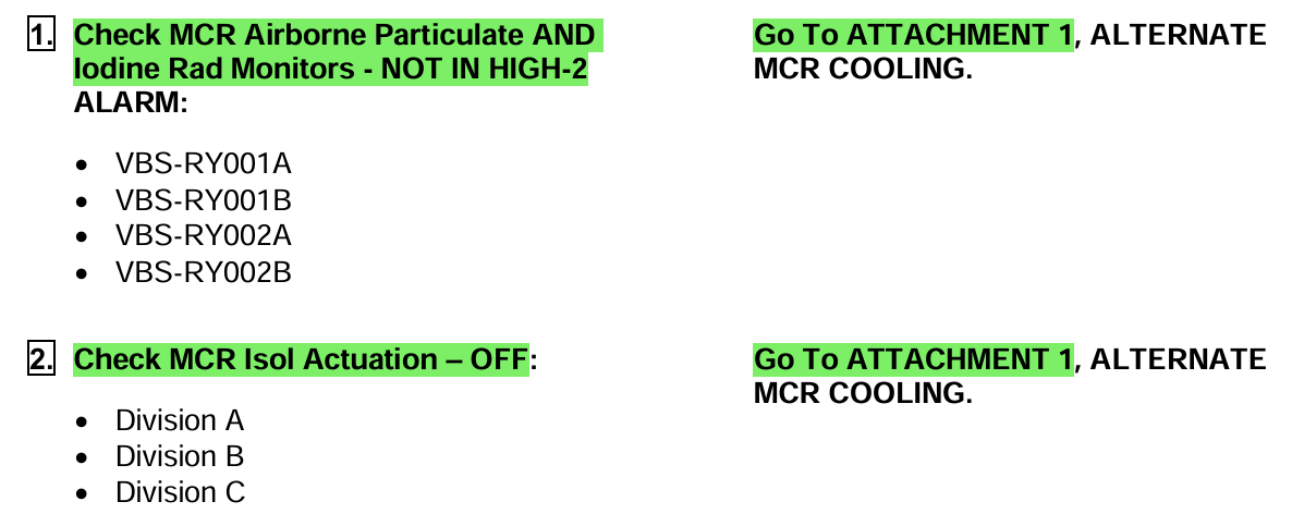 <p><strong>Tested</strong></p><p><strong>Notice: “Go To” therefore Main Body of A-501 is NOT continued concurrently until Attachment 1 is completed</strong></p>