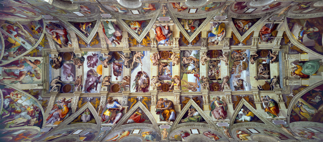 <p>Sistine Chapel ceiling and altar wall frescoes</p>
