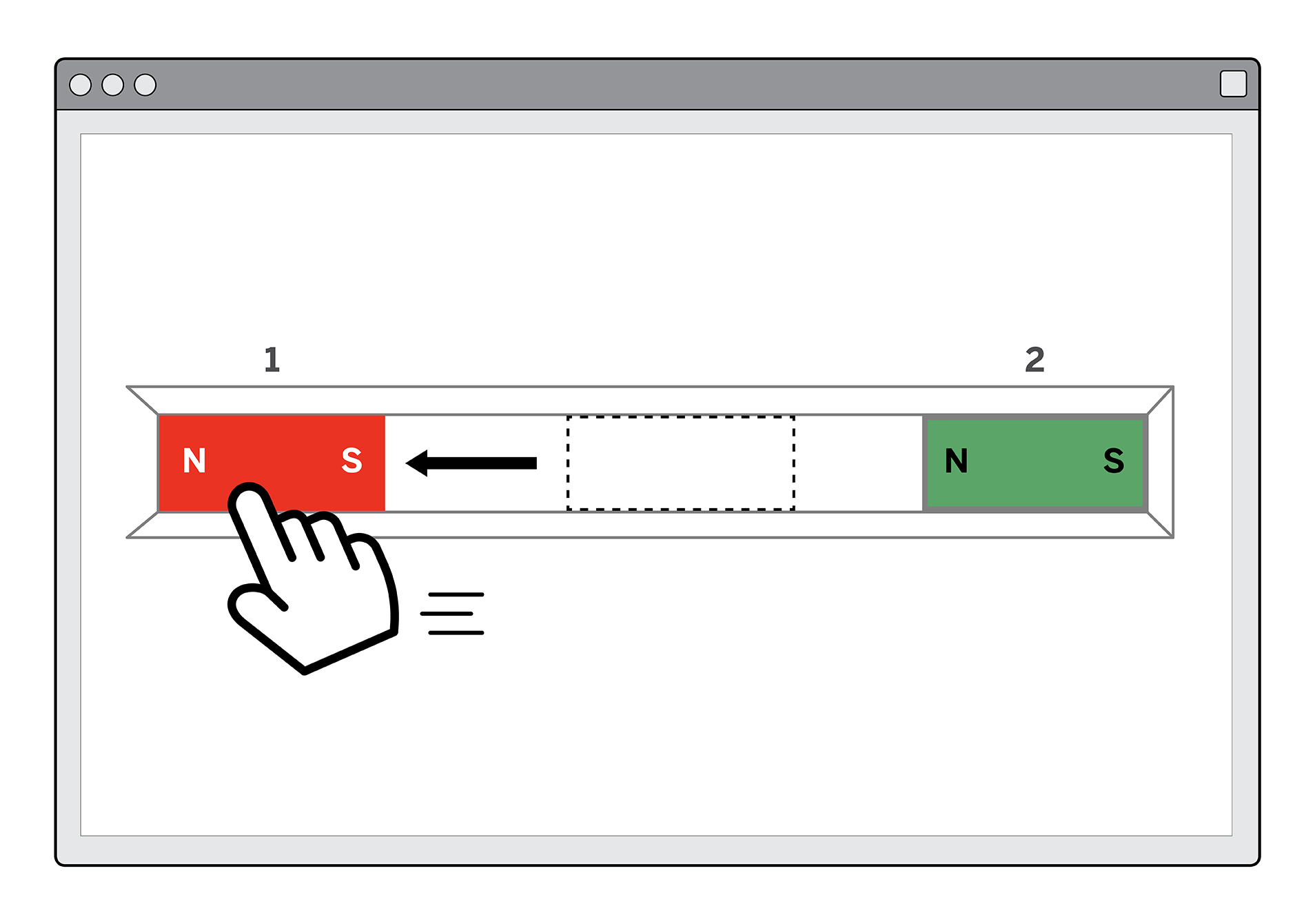 <p><span>In a computer simulation, Noni moves a magnet (Magnet 1) away from another magnet (Magnet 2) that cannot move. Which statement accurately describes the change in potential energy?</span></p>