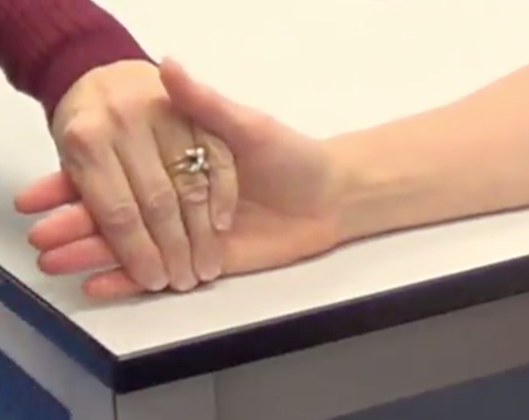 -Forearm on the table but in a mid-position (thumb towards the ceiling)
-The same proximal IP joints, but have your hand across all of their non-test phalanges