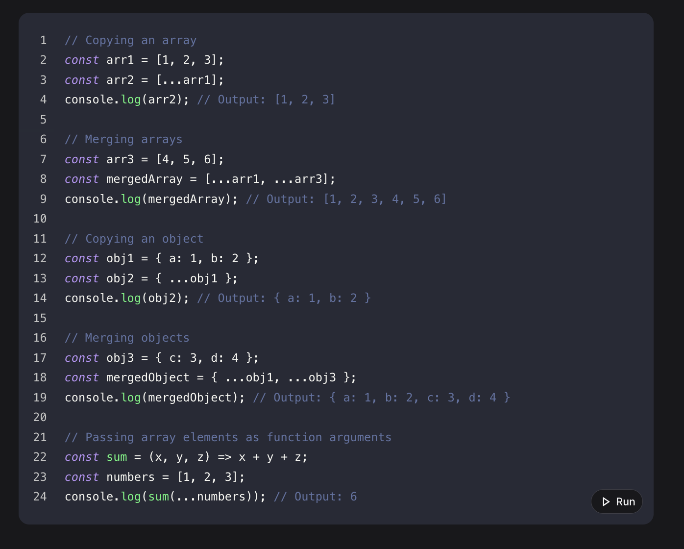 <p>Explain the concept of the spread operator and its uses</p>