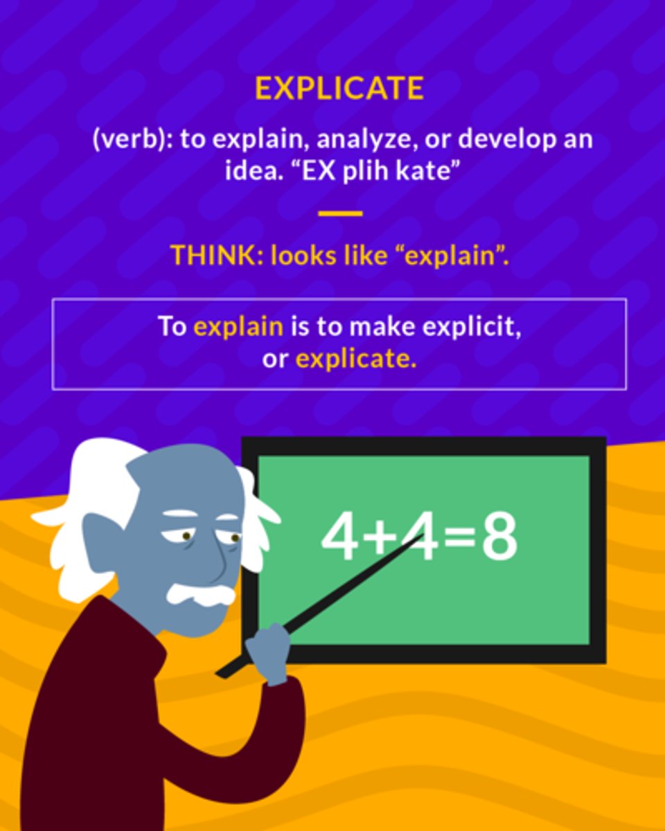 <p>(v.) to make plain or clear, explain; to interpret</p>