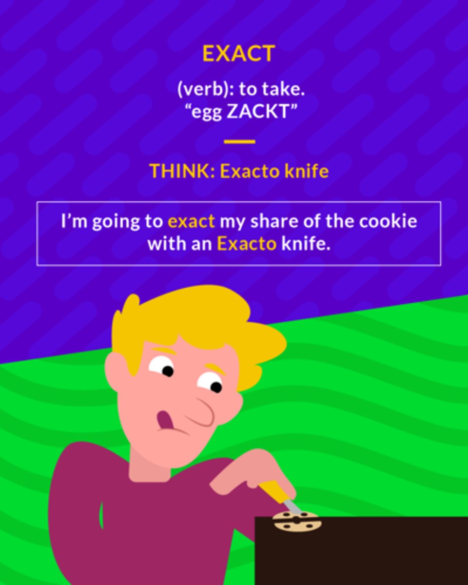<p>to demand of/from</p>