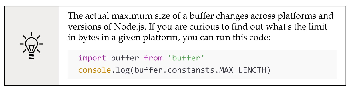 <p>first of all, streams allow us to do things that would not be possible by buffering data and processing it all at once. For example, consider the case in which we have to read a very big file, let's say, in the order of hundreds of megabytes or even gigabytes. Clearly, using an API that returns a big buffer when the file is completely read is not a good idea. Imagine reading a few of these big files concurrently; our application would easily run out of memory. Besides that, buffers in V8 are limited in size. You cannot allocate more than a few gigabytes of data, so we may hit a wall way before running out of physical memory.</p>