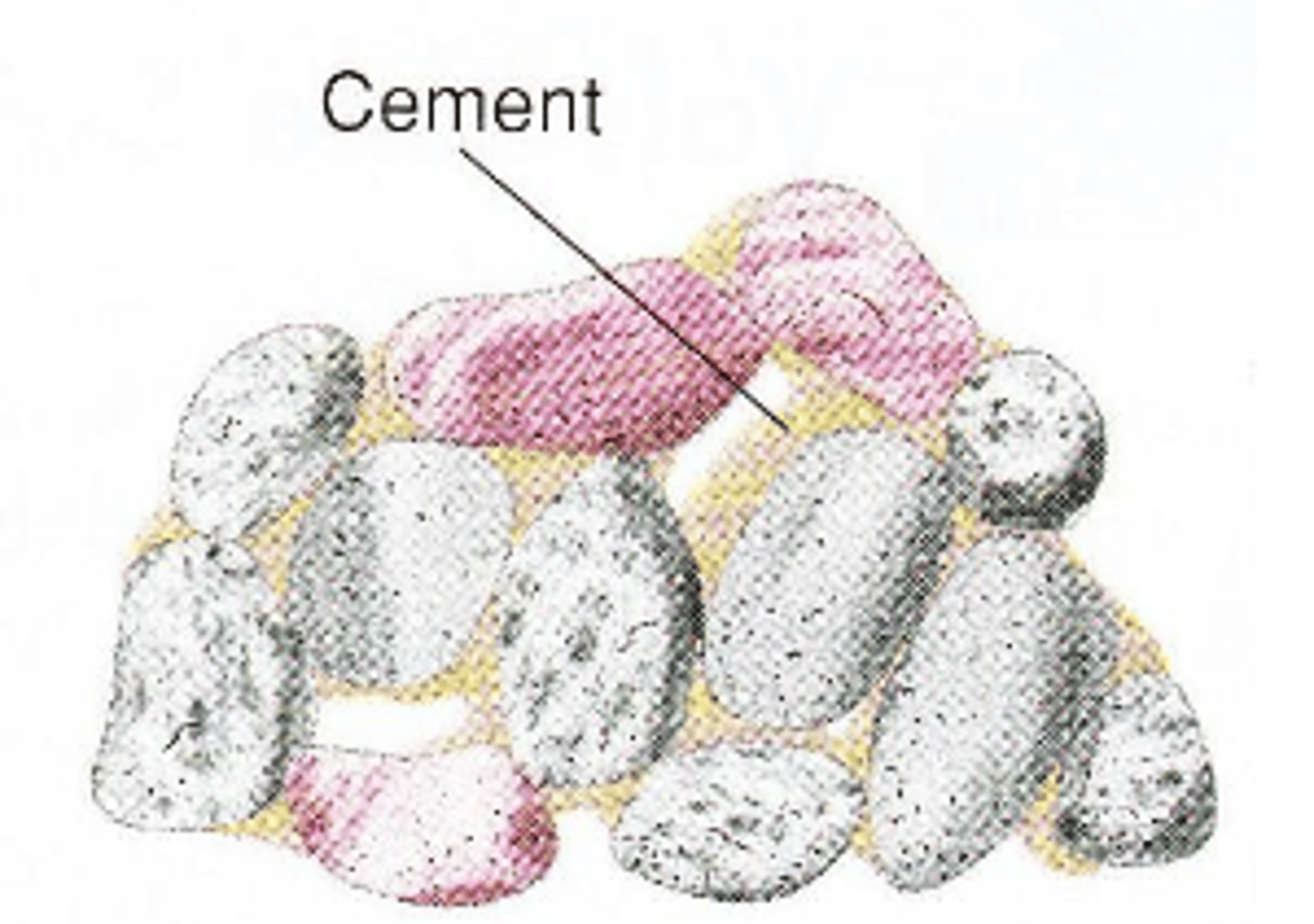 <p>minerals inorganically precipitate from water that percolates in the pore space between sediment particles</p>