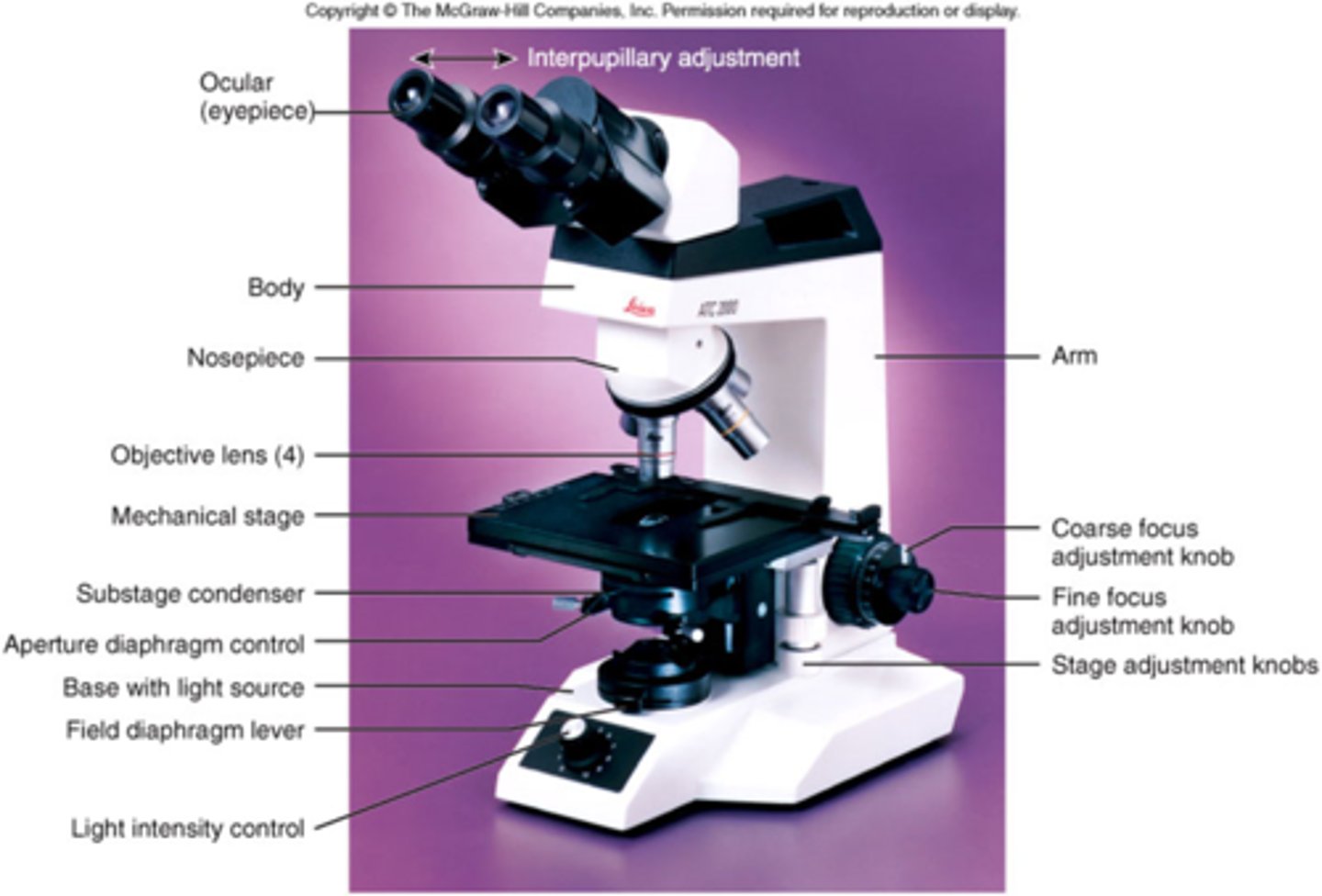 <p>compound, optical</p><p>o Eyepiece: 10x</p><p>o Objective: 4x, 10x, 40x, maybe 100x</p><p>o Total Mag: 40x, 100x, 400x, maybe 1000x</p>
