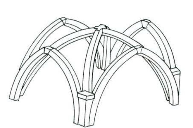 <p>Protruding masonry as the diagonal junctures of a vault </p>
