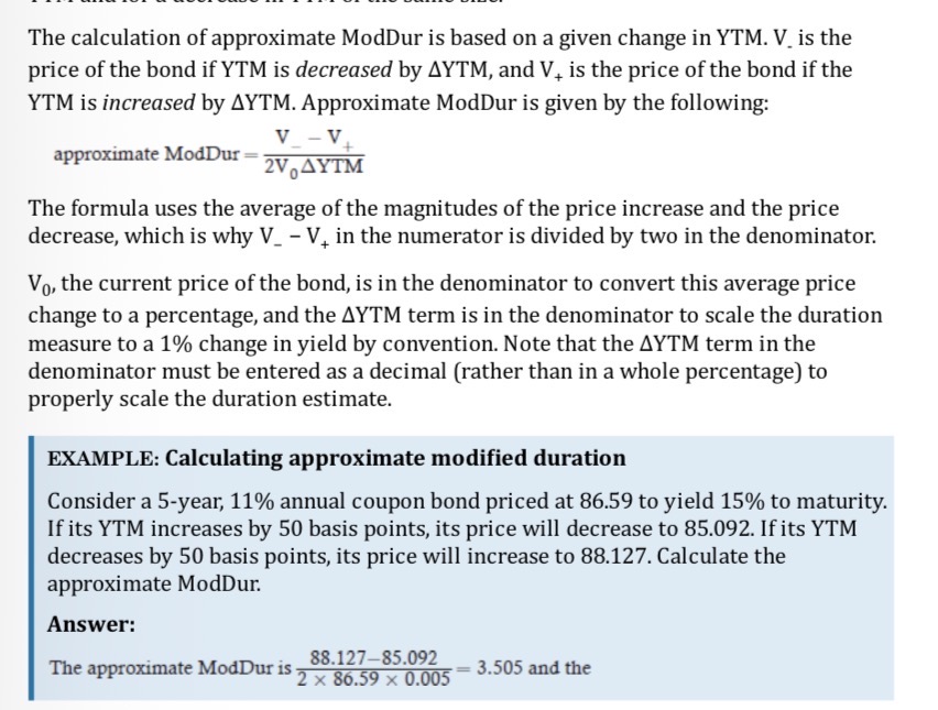 <p>Can also be calculated by rearranging the approx change in bond price formula</p>