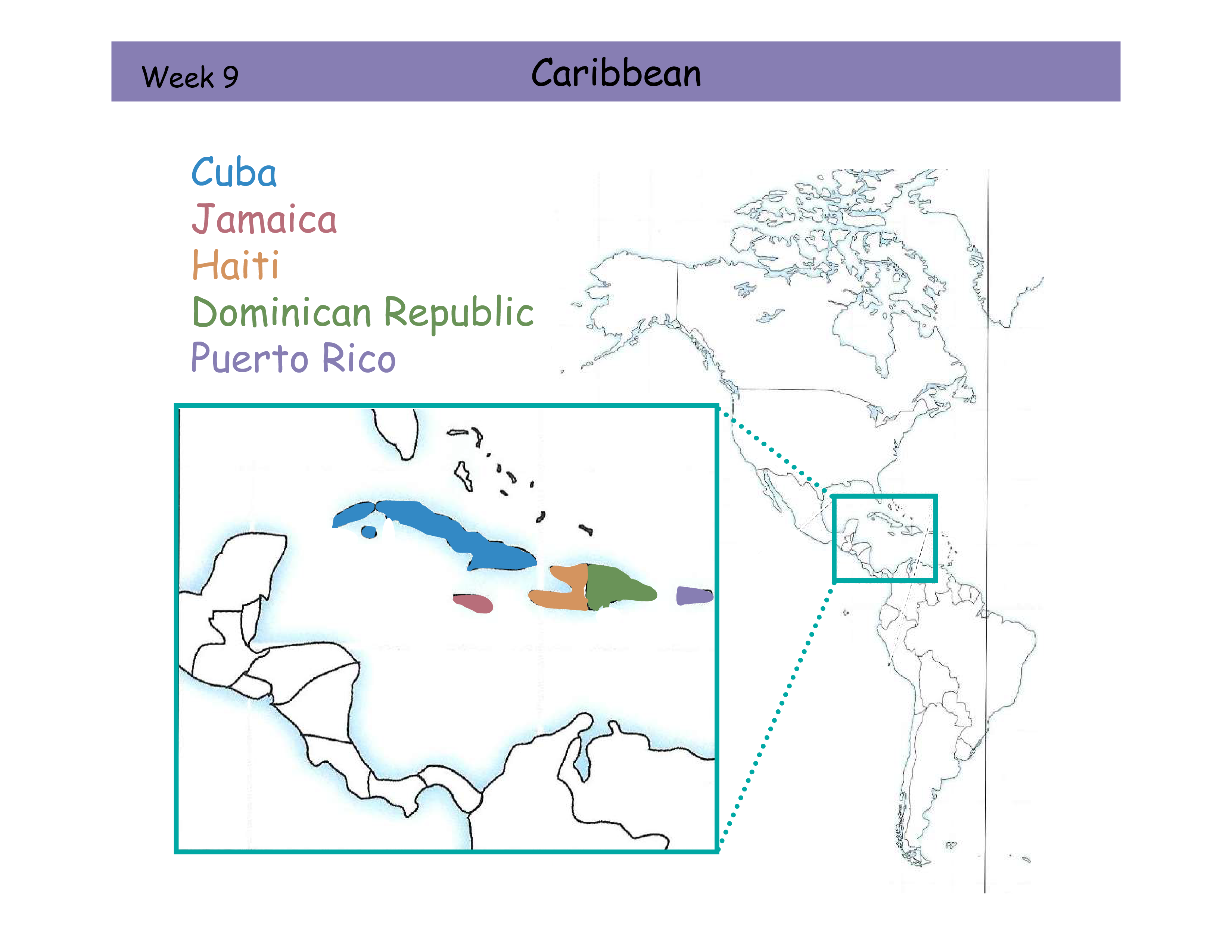 <p>Cuba. Blue Island. Closest to Florida</p>