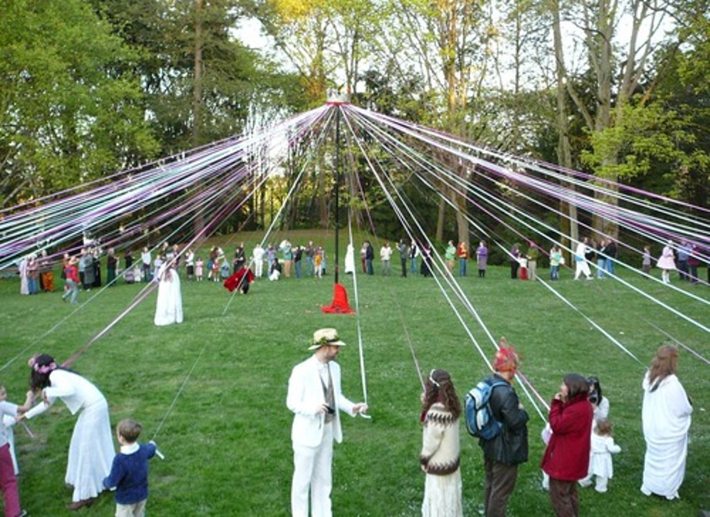 <p>Often danced on May Day in various European nations such as Germany and Sweden, the Maypole dance is taught in American schools today. The maypole itself is a tall pole decorated with floral garlands, flags, and streamers. Ribbons are attached to a pole, so that children can hold a ribbon as they dance.</p>